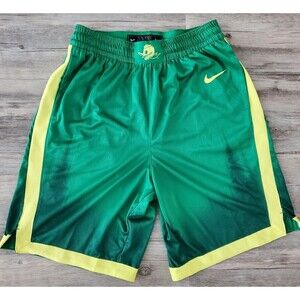 Nike Elite Oregon Ducks Mens Game Shorts Sz L Green/Yellow Drifit 8" Inseam